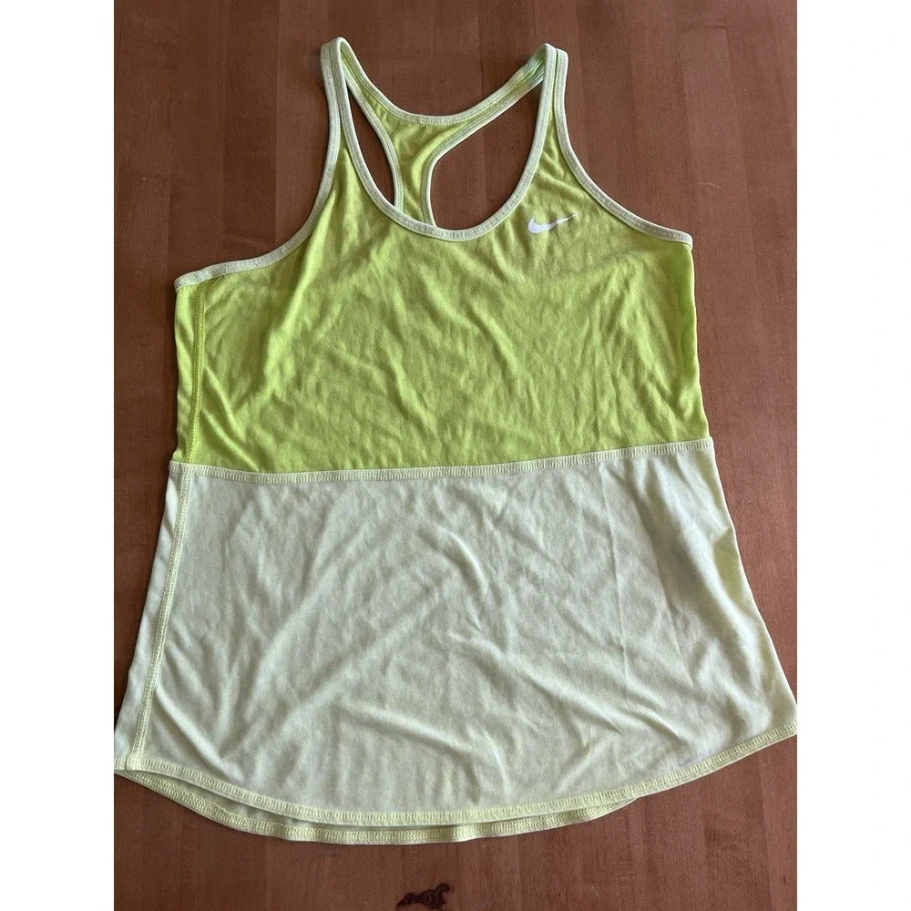 Nike‎ Women's Dri-FIT Neon Yellow Running Training Tank Top Shirt T-Back Sz M